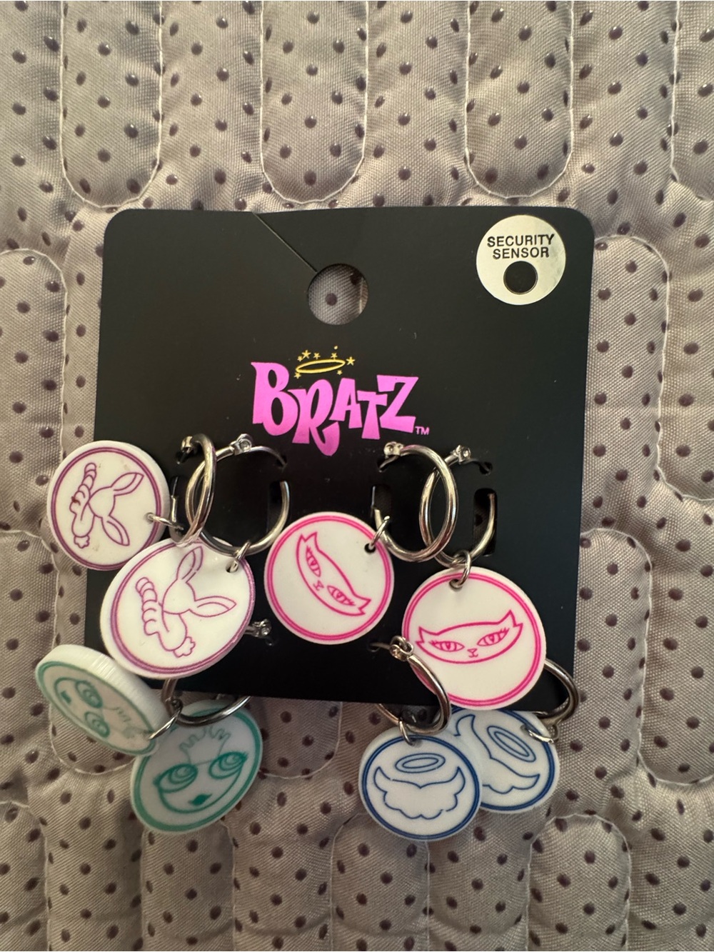Y2K style Bratz Multi-Color Charm Hoop Earrings - Pink, Blue, Green
